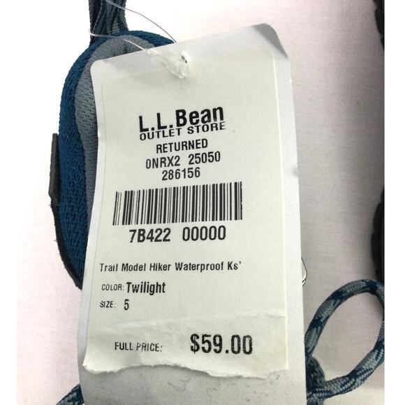 L.L. Bean Outlet Trail Hiker Waterproof Lace Up Boots Kid's Size 5 - Picture 11 of 12